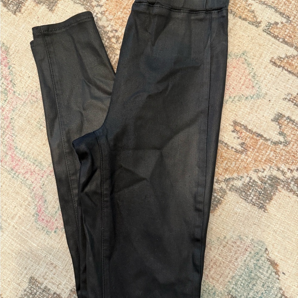 Faux black leather pants